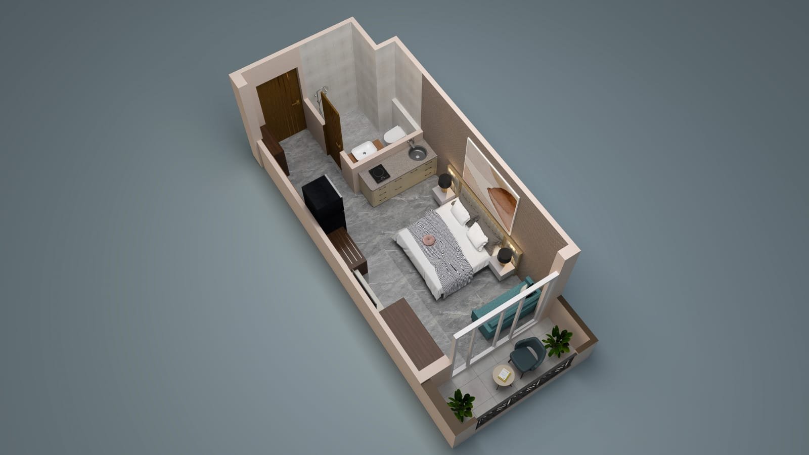 Shri Sadhna Dham studio 3D floor view